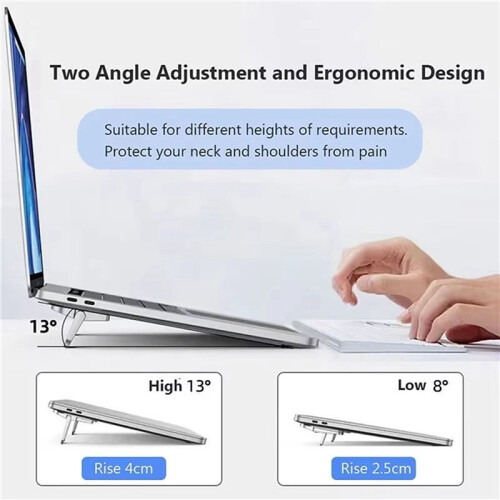 10Pcs Portable Laptop Stand Computer Riser Lift Self-Adhesive Foldable Invisible Notebook Adjustable Height Stand Black 2