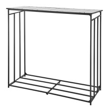 Ulkoilma-puupino, jossa PVC-katto, 185,5 cm - Duoku - Musta metallinen puupino takalle, terassille tai puutarhaan, kuormitus 730 kg