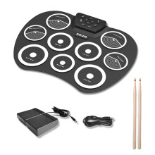 Batería Electrónica, Batería Hecha A Mano, Interfaz MIDI de 9 Pads, Compatible con para Juegos DTX, Batería Portátil con Baquetas y Pedales