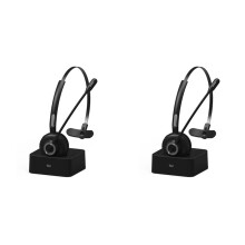 2X Kabelloses Headset mit Mikrofon Freisprechanruf Kopfhörer Laden Station für Anruf Center Büro LKW Fahrer