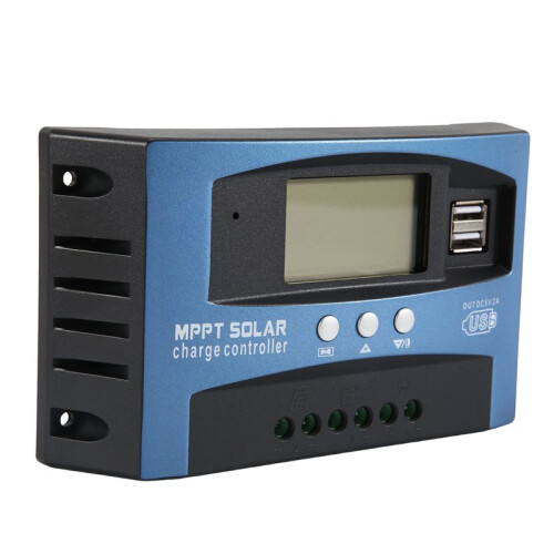 2X 100A MPPT Solar Charge Controller Dual USB LCD Display 12V 24V Auto Solar Cell Panel Charger Regulator with Load
