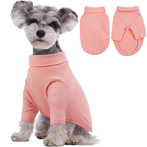 Pullover-Anzug für Hunde, Strickkleidung, warm, Rollkragen, Winter, Pink, S