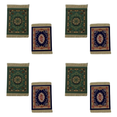 8X  Persian Woven Coasters Carpet Pattern Coaster Dining Table Decoration Technology.-Green 1