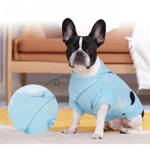 Pullover-Overall für Hunde, warm, elastisch, Winter, blau, Gr. M — hundebekleidung winter, strickpullover für hunde 1