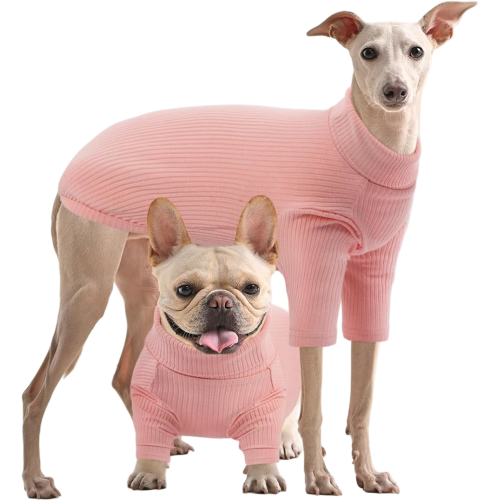Pullover-Anzug für Hunde, Strickkleidung, warm, Rollkragen, Winter, Pink, S 1