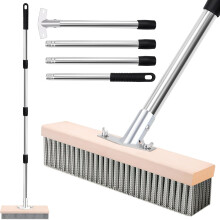 Brosse Métallique d'Extérieur pour Mousse Argentée 140 cm Durable Solide — desherbeur terrasse, nettoyeur joints pavés