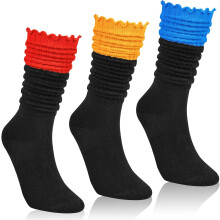 Women's Knit Knee-High Socks 3-Pair Set Multicolored One Size — slouch socks, ruched cotton hosiery, long boot socks