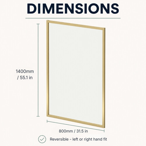 Luxura Square Framed Bath Shower Screen 800mm - Brushed Brass 6mm 2