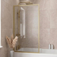 Luxura Square Framed Bath Shower Screen 800mm - Brushed Brass 6mm