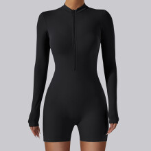 (Black, XL) Compression Activewear Onepiece With Toning Features For Home Dance And Exercise
