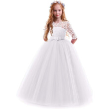 Festliches Tüllkleid mit Spitze für Mädchen 3-4 Jahre Weiß — blumenmädchen kleid, taufkleid mädchen