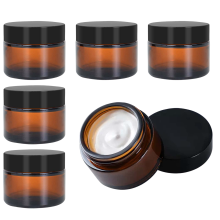 Kosmetikgläser Bernstein Glas Deckel 6 Stück 30 ml — cremetiegel braunglas, salbentiegel 30ml, kosmetikdosen leer