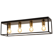 Industrial Vintage Ceiling Lamp 4 Light Points 72x18x20 Black — loft style lighting, metal cage pendant
