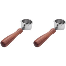 2X Porte-Filtre Sans Fond 51Mm pour EC680/EC685 Filtre pour Machine à Café 51 mm, Manche en Bois à Trois Oreilles