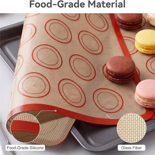 2 Pack Silicone Baking Mats, Nonstick Half Sheet Liners with 30 Circle Guides, Reusable for Cookies and Pastry 2