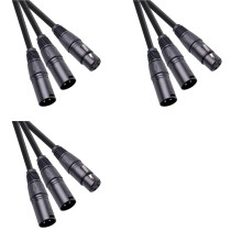 3X XLR Splitter Cable,3Pin XLR Female to Dual XLR Male Patch Y Cable Balanced Microphone Splitter Cord-50cm