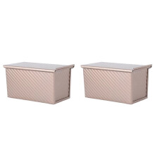 2X Rectangular Bread Mold with Cover Bread Baking Tray Cake Toast Non-Stick Toast Box with Lid Steel Kitchen Accessory