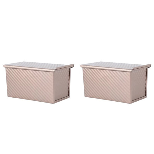 2X Rectangular Bread Mold with Cover Bread Baking Tray Cake Toast Non-Stick Toast Box with Lid Steel Kitchen Accessory