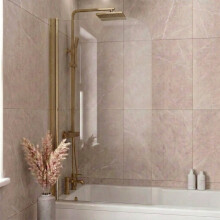 Luxura Curved Edge Bath Shower Screen 800mm - Brushed Brass 6mm