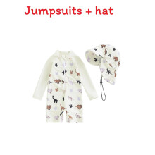 (White,100cm)Maillot de bain enfant fille manches longues avec chapeau pour baignade et activités nautiques
