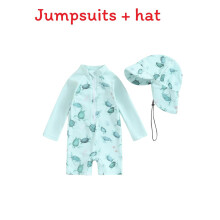 (Light Green,90cm)Traje de baño de manga larga con sombrero para natación y actividades acuáticas para niños y niñas