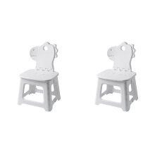 2X Step Stool for Kids Dinosaur Foldable Step Stool with Back Support Furniture Home Shoe Changing Chair