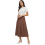Falda midi plisada para mujer, corte evasé en A, cómoda, elástica, marrón, talla L 1
