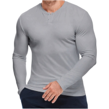 T-shirt Henley Homme Coton Élégant Gris XL — haut manches longues, chemisette boutonnée homme, t-shirt sport respirant