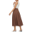 Falda midi plisada para mujer, corte evasé en A, cómoda, elástica, marrón, talla L 2