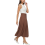 Falda midi plisada para mujer, corte evasé en A, cómoda, elástica, marrón, talla L 3