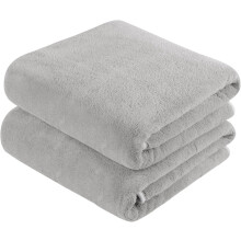 Lot de 2 Serviettes en Microfibre à Séchage Rapide Gris 76x152 cm — serviette bain sport, drap douche compact
