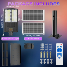 Farola solar exterior con sensor de movimiento, 60000LM, con 2 paneles solares para jardín