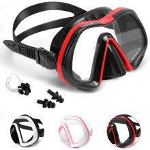 Máscara de buceo Gafas de natación antivaho estancas UV panorámicas negras — equipo esnórquel, gafas buceo vidrio