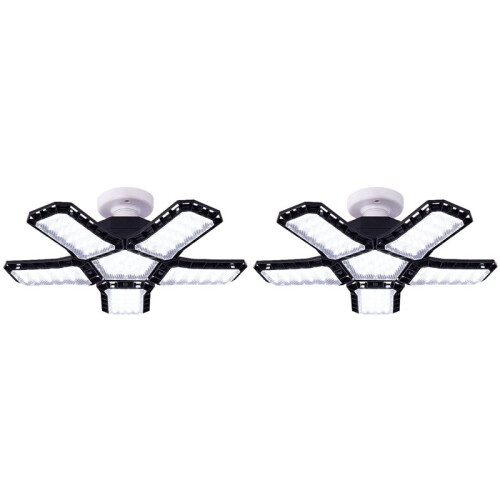 2X Super Bright LED Garage Light with 5 Adjustable Panels, E27 Screw Socket for Industrial Use