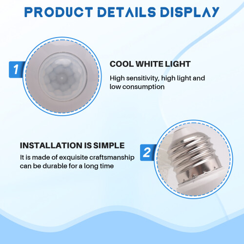 E27 Led Bulb Light Motion Sensor Light LED PIR Motion Sensor Lamp Globe Bulb Light Lamp, 5W