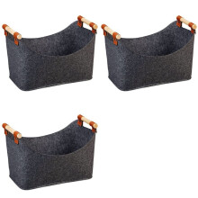 3X Foldable Wood Basket Large Capacity 57 L Fireside Wood Carrier Holder Bag for Firewood Wood Newspapers Clothes