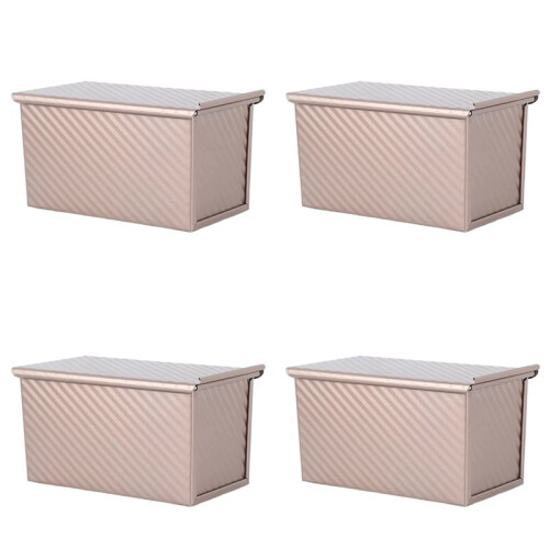 4X Rectangular Bread Mold with Cover Bread Baking Tray Cake Toast Non-Stick Toast Box with Lid Steel Kitchen Accessory 1