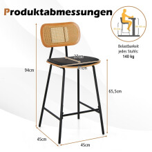 Set van 2 rotan barkrukken, zithoogte 65,5 cm
