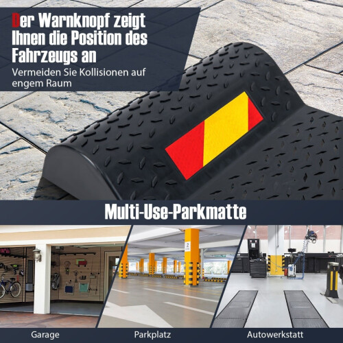 Parkeermatten met waarschuwingsstreep - Antislip rubber, set van 2 2
