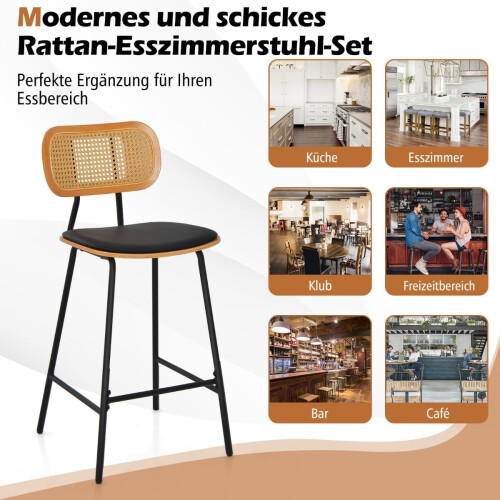 Set van 2 rotan barkrukken, zithoogte 65,5 cm 2