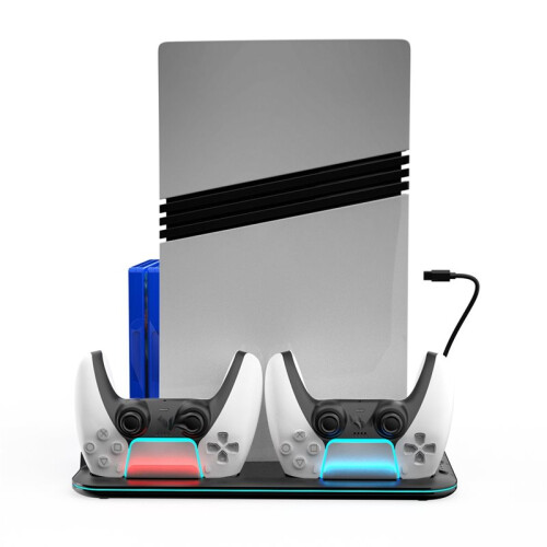 Supporto di Raffreddamento Verticale per Controller per PS5 Slim/Pro Caricabatterie per Console  5 per PS5 Supporto per Cuffie Luce RGB 1