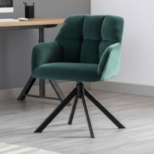 Modern Green Velvet Office Chair with Quilted Backrest, Swivel Function & Metal Legs Padded Desk Chair for Home Office, Bedroom & Living Room
