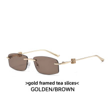 (Style 2)Modern Ladies Men Square Frameless Sunglasses With Uv400 Protection For Daily