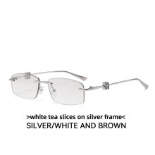 (Style 8)Modern Ladies Men Square Frameless Sunglasses With Uv400 Protection Daily For