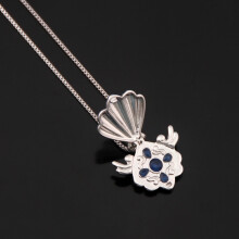 (Dark Blue) Mermaid Melody Necklace Cartoon Pendant With Multicolor Shell Fans For Anime