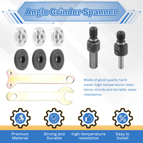 Drill Angle Grinder Adapter with Flange Nut Parts Set,3 Set Replacement Grinder Flange Nuts and Wrench Conversion Tool 2