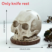 (White)Porte-couteaux crâne Halloween avec design ancien pour cuisine déco comptoir