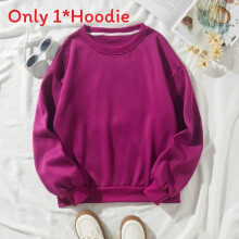 (Purple Red, S) Sleeve Long Casual Hoodie With Solid Color And Comfortable Girls Style For
