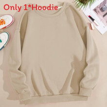 (Khaki, XL) Sleeve Long Casual Hoodie With Solid Color And Comfortable Girls Style For