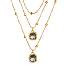 (Gold) Geometric Necklace Fashion For Women Double Layer V Gold Jewelry Pendant Trendy
